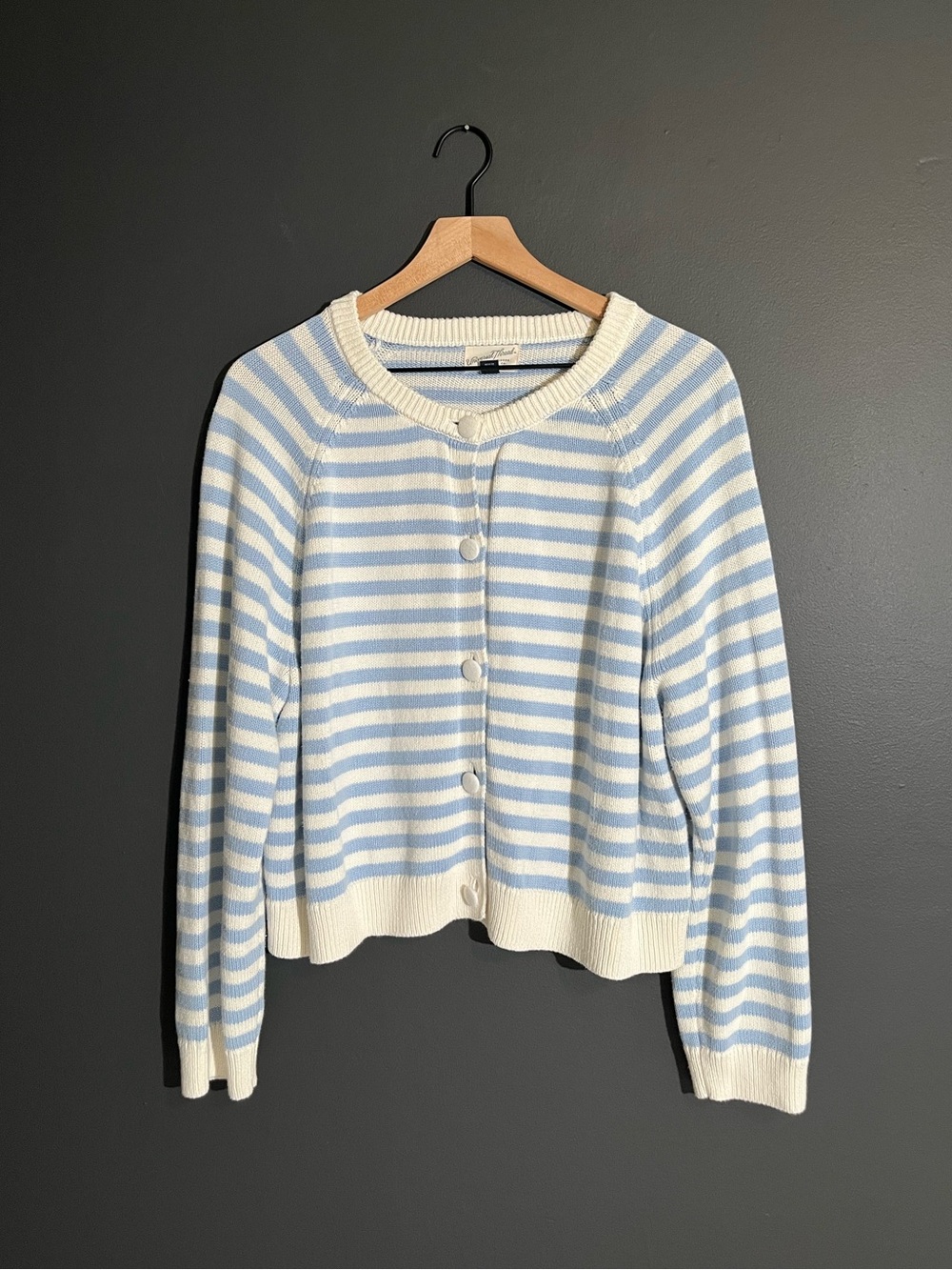 Universal Thread Blue White Striped Cropped Cardigan Sweater 100% Cotton - XXL